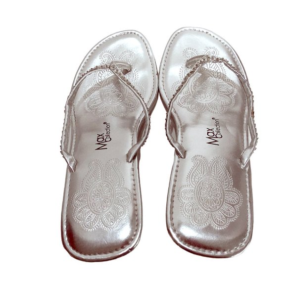 Max Collection Wedge Thong Sandals with Sequined Accent, Slip-on Shoes, Sandal - Picture 6 of 12